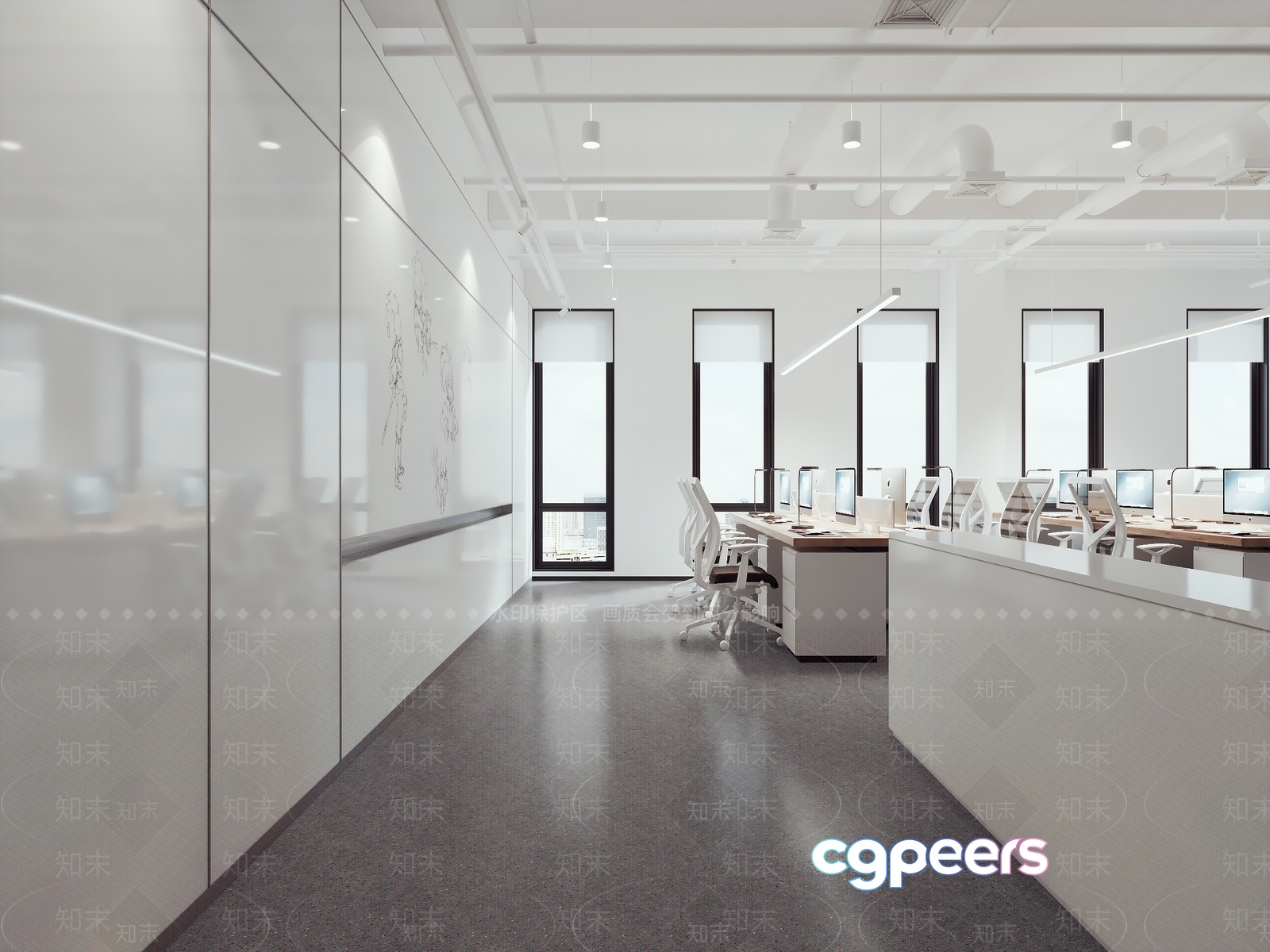 Modern Office Space 3D Model - 5948 - VRAY Render Modern Office Space 3D Model - 5948 - VRAY Render