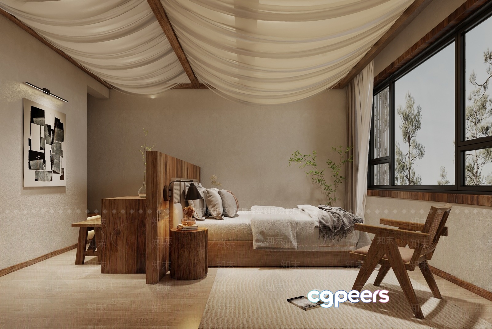 Modern Cozy Bedroom 3D Model - 21821 - VRAY Render