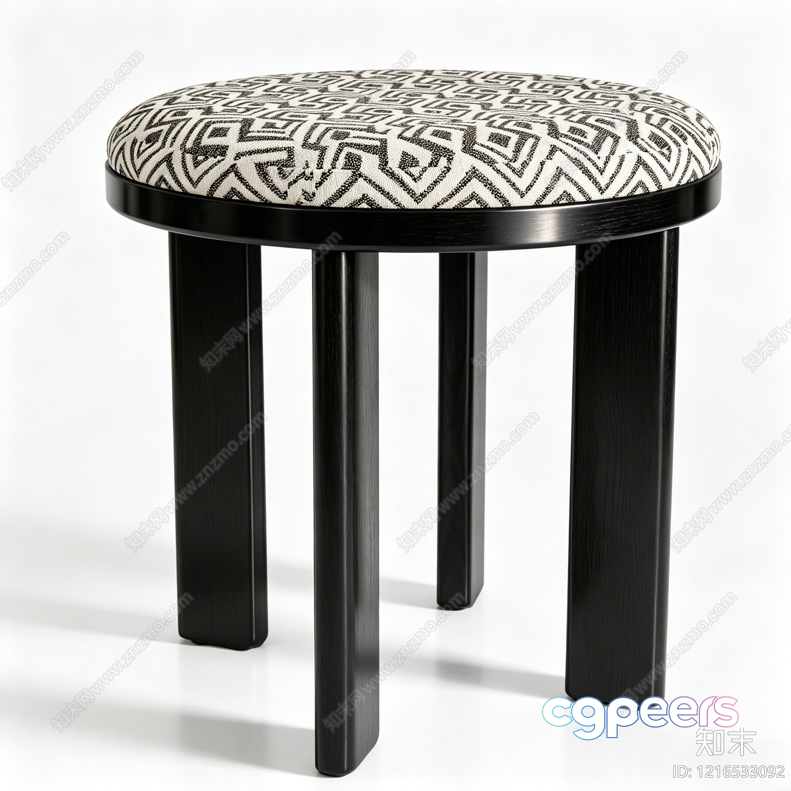 Small Black Stool 3D Model - 15798 - VRAY Render