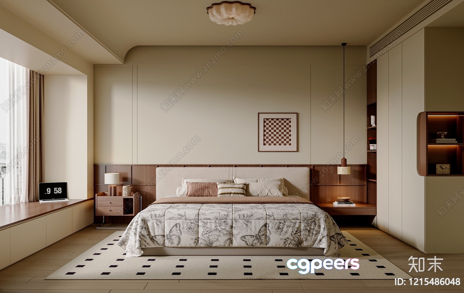 Cozy Modern Bedroom 3D Model - 16098 - VRAY Render