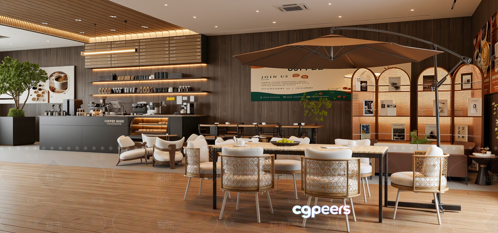 Modern Coffee Shop 3D Model - 3698 - VRAY Render