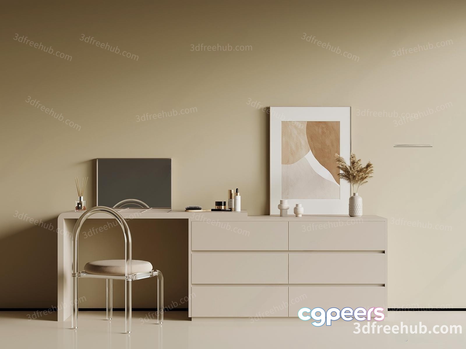 Minimalist Dressing Table 3D Model - 20851 - VRAY Render