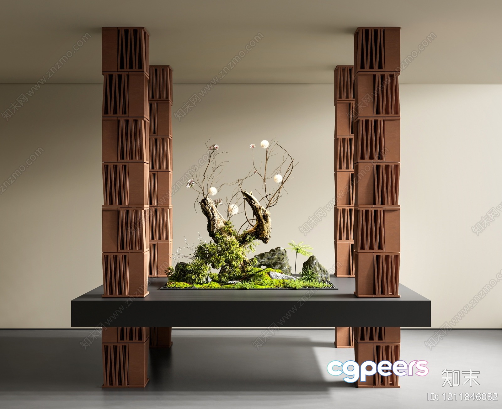 A Decorative Display Of Rocks And Branches 3D Model - 3388 - VRAY Render A Decorative Display Of Rocks And Branches 3D Model - 3388 - VRAY Render