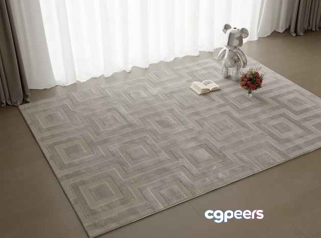 A Light Grey Rug With A Geometric Pattern 3D Model - 15297 - CORONA Render A Light Grey Rug With A Geometric Pattern 3D Model - 15297 - CORONA Render