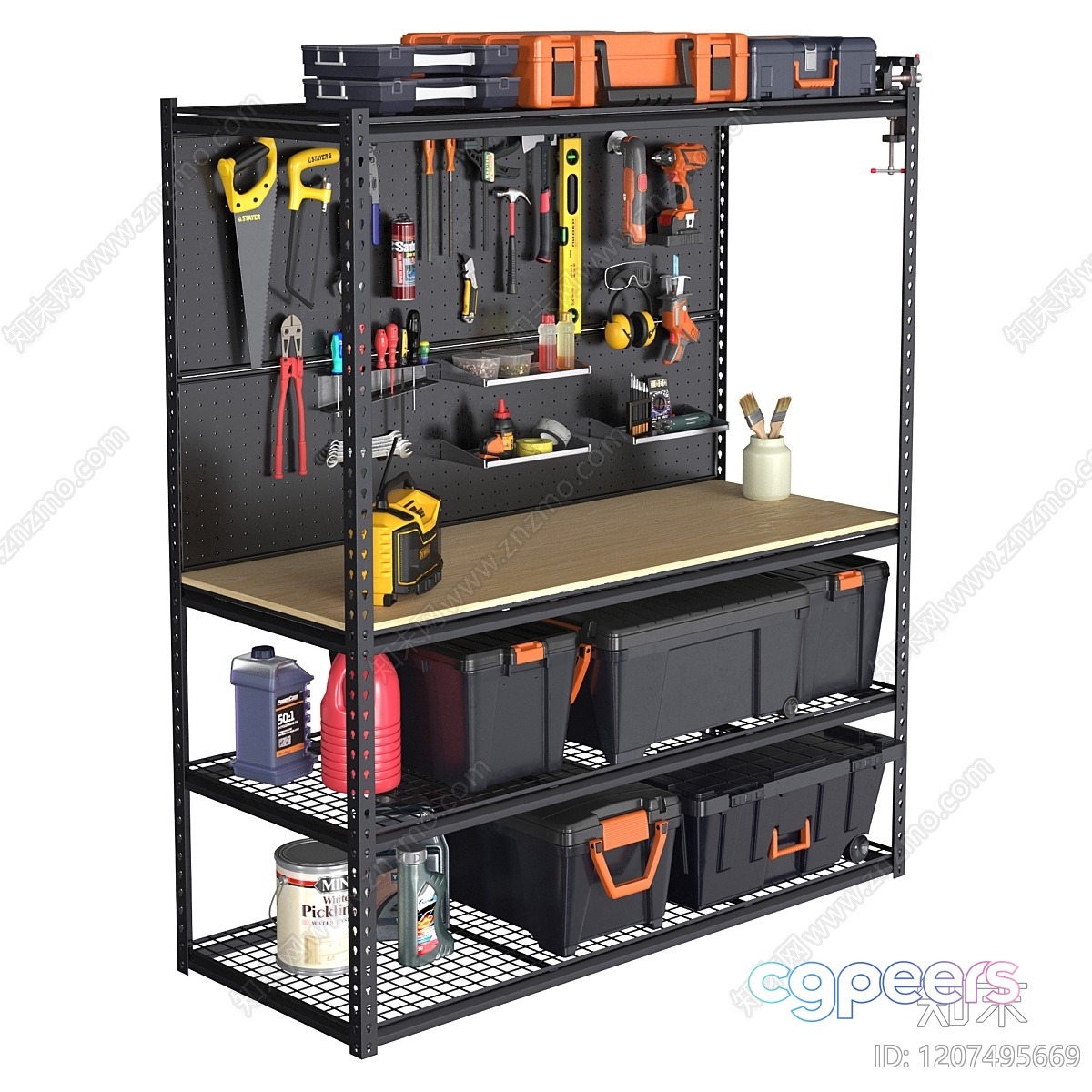 A Black Shelving Unit 3D Model - 1346 - VRAY Render