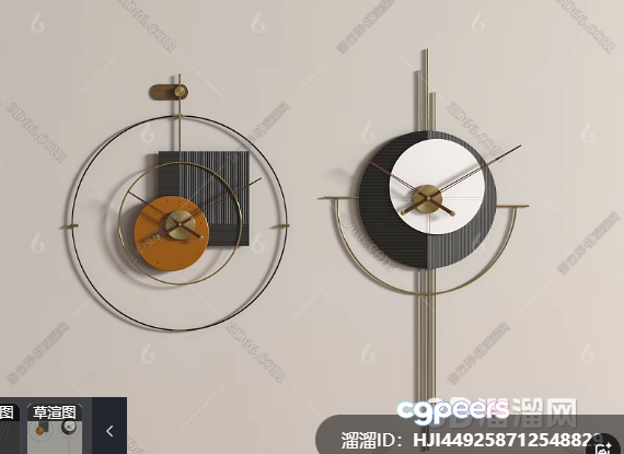 Art Deco Clocks 3D Model - 441 - VRAY Render