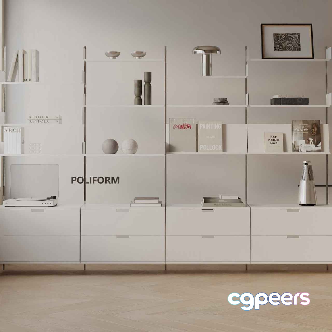 White Shelving Unit 3D Model - 2625 - VRAY Render White Shelving Unit 3D Model - 2625 - VRAY Render