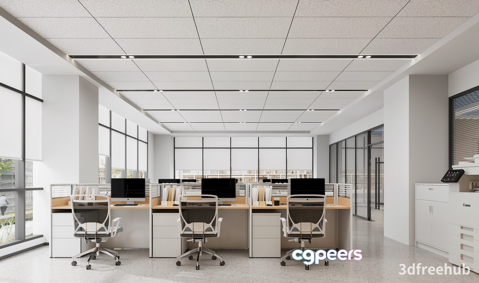 Modern Office Space 3D Model - 21916 - VRAY Render