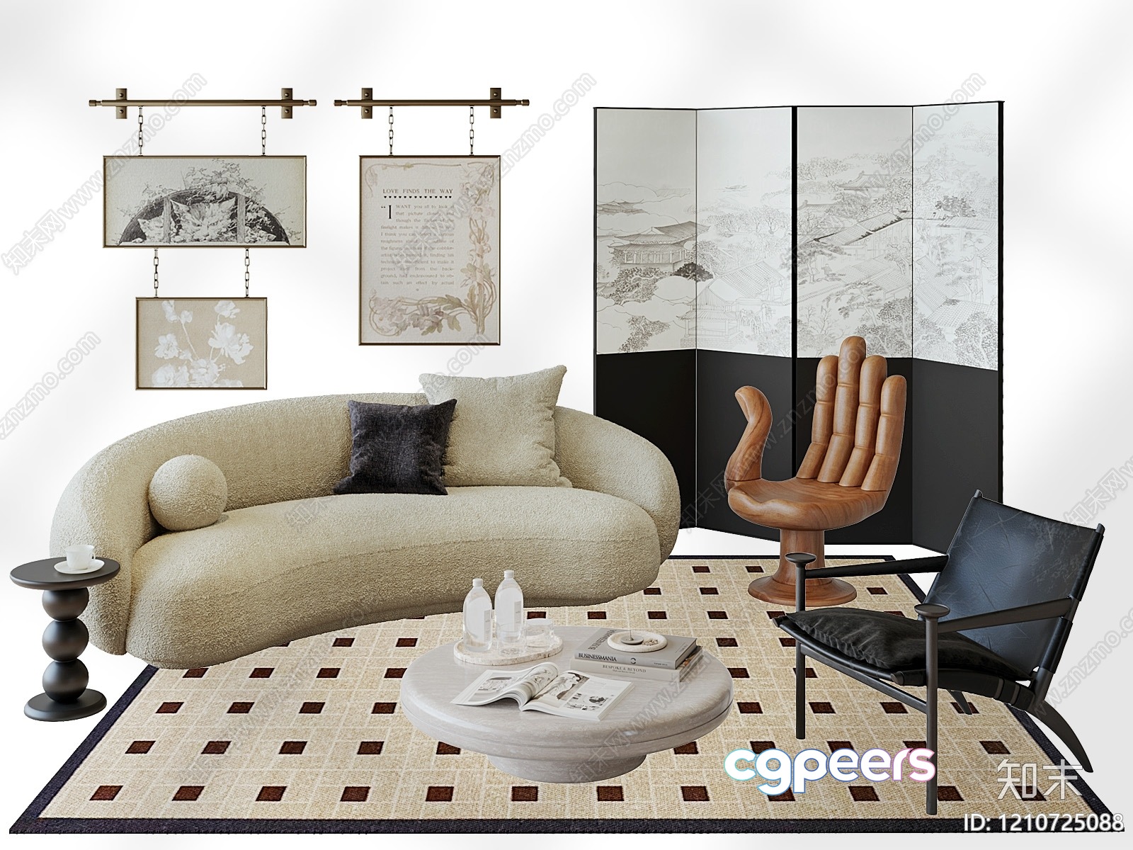Modern Living Room 3D Model - 1177 - VRAY Render