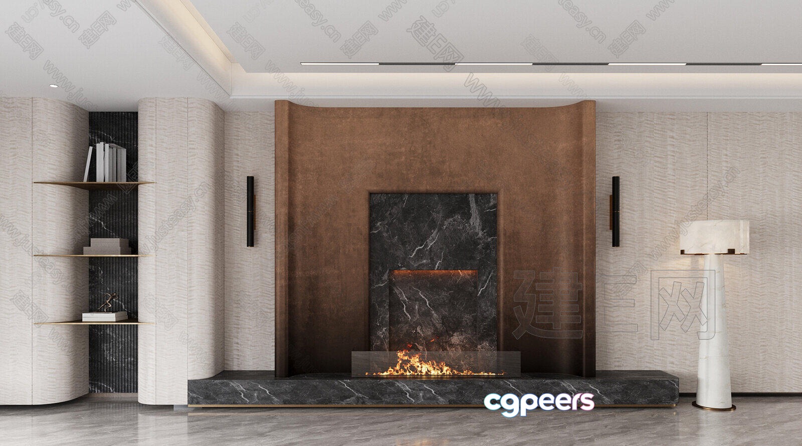 A Modern Fireplace 3D Model - 12306 - CORONA Render