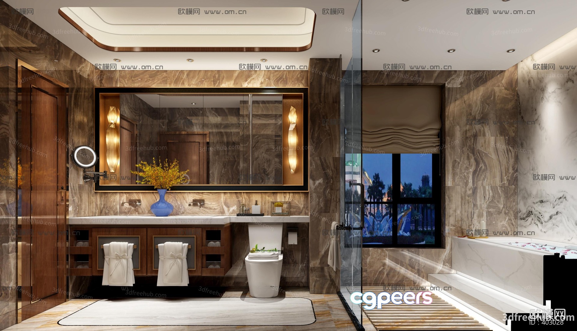The Main Subject Is A Luxurious Bathroom With A Marble Aesthetic 3D Model - 22939 - VRAY Render The Main Subject Is A Luxurious Bathroom With A Marble Aesthetic 3D Model - 22939 - VRAY Render