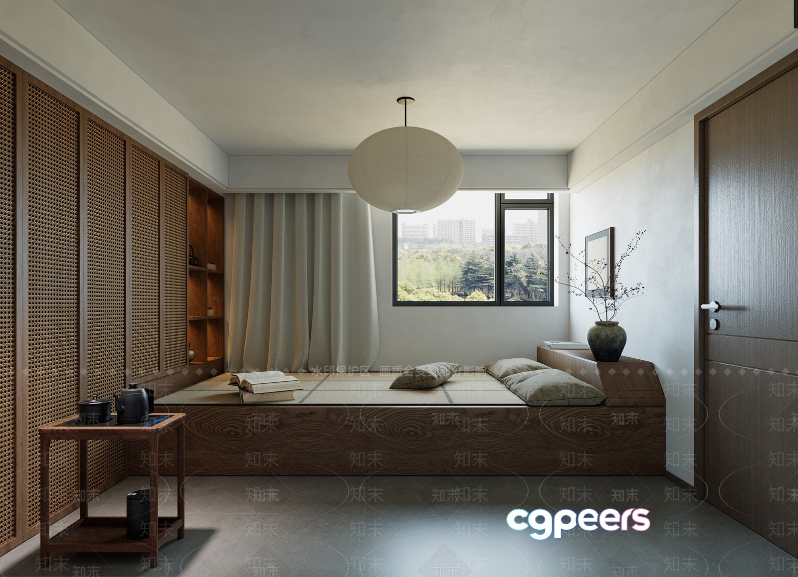Modern Asian-Inspired Bedroom 3D Model - 8399 - VRAY Render Modern Asian-Inspired Bedroom 3D Model - 8399 - VRAY Render