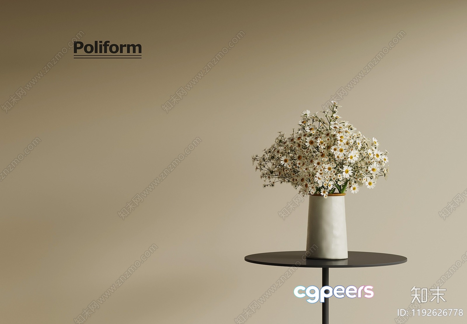A Vase Of Flowers On A Table 3D Model - 17176 - VRAY Render A Vase Of Flowers On A Table 3D Model - 17176 - VRAY Render