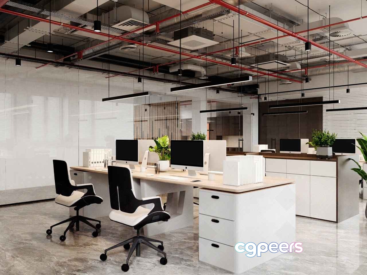 Modern Office Space 3D Model - 7634 - CORONA Render Modern Office Space 3D Model - 7634 - CORONA Render