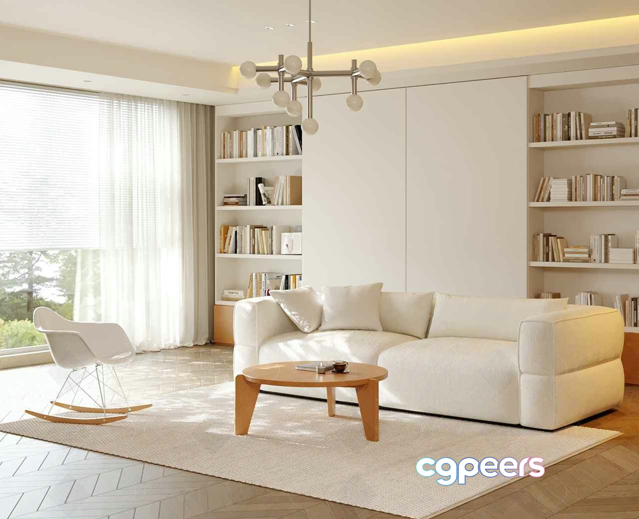 Modern White Living Room 3D Model - 6156 - VRAY Render Modern White Living Room 3D Model - 6156 - VRAY Render