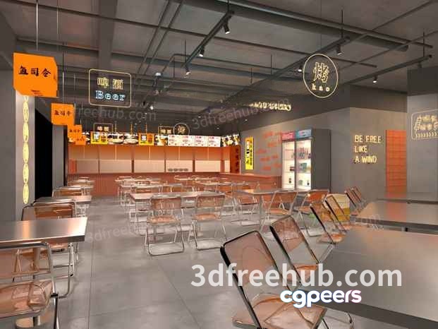 A Large Open Space With Rows Of Tables And Chairs 3D Model - 22457 - VRAY Render A Large Open Space With Rows Of Tables And Chairs 3D Model - 22457 - VRAY Render