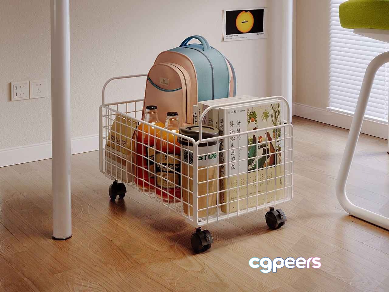 A White Wire Shopping Cart 3D Model - 18771 - CORONA Render