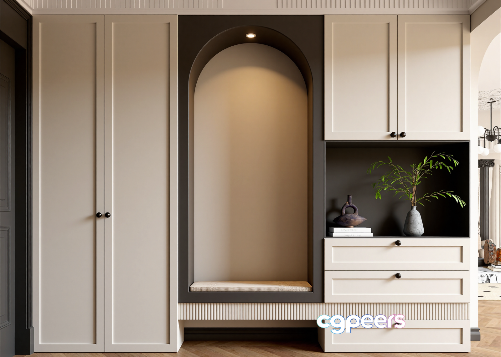 Modern White Wardrobe 3D Model - 7610 - VRAY Render Modern White Wardrobe 3D Model - 7610 - VRAY Render