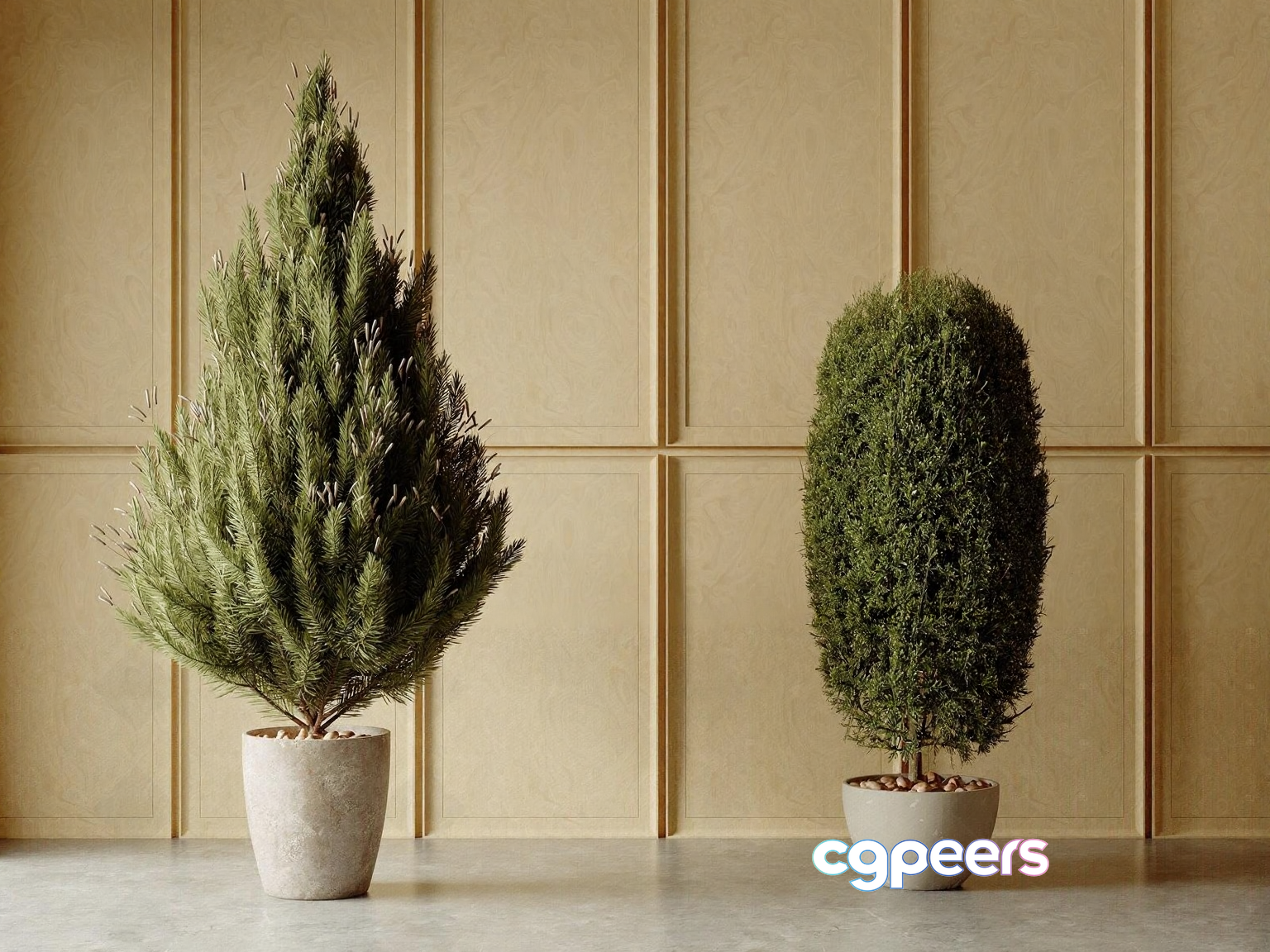 Two Potted Trees 3D Model - 5578 - CORONA Render Two Potted Trees 3D Model - 5578 - CORONA Render
