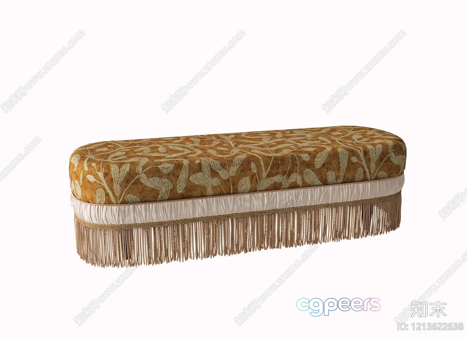 A Bench With A Floral Pattern And Fringe 3D Model - 22088 - VRAY Render