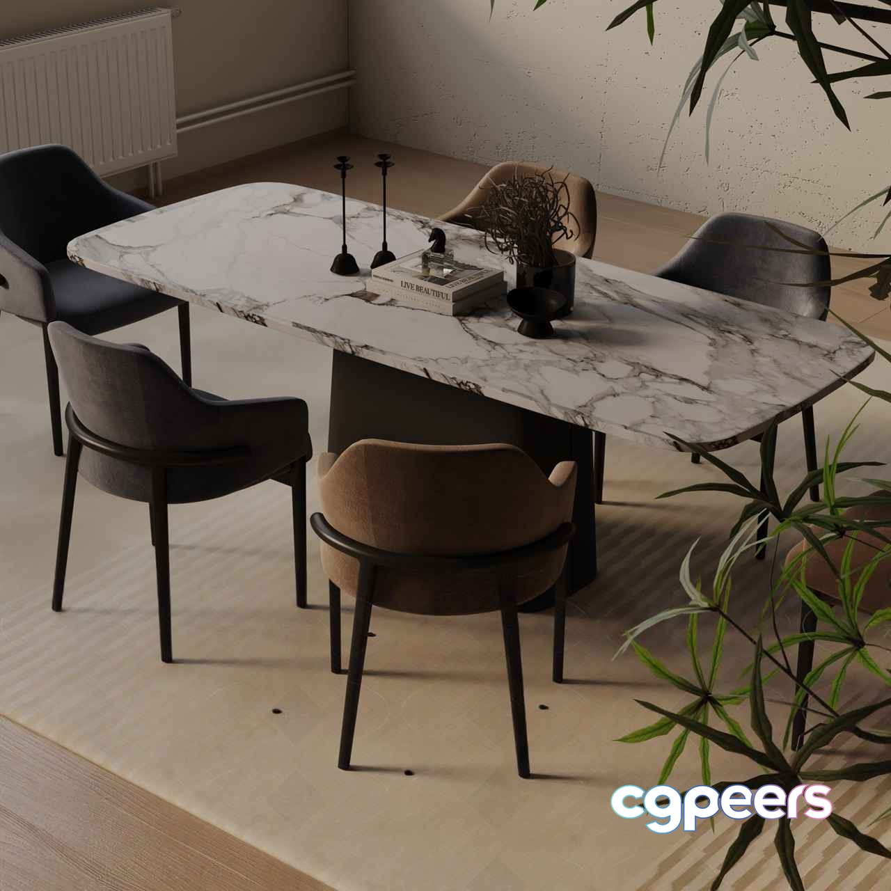 Modern Dining Table 3D Model - 15091 - VRAY Render