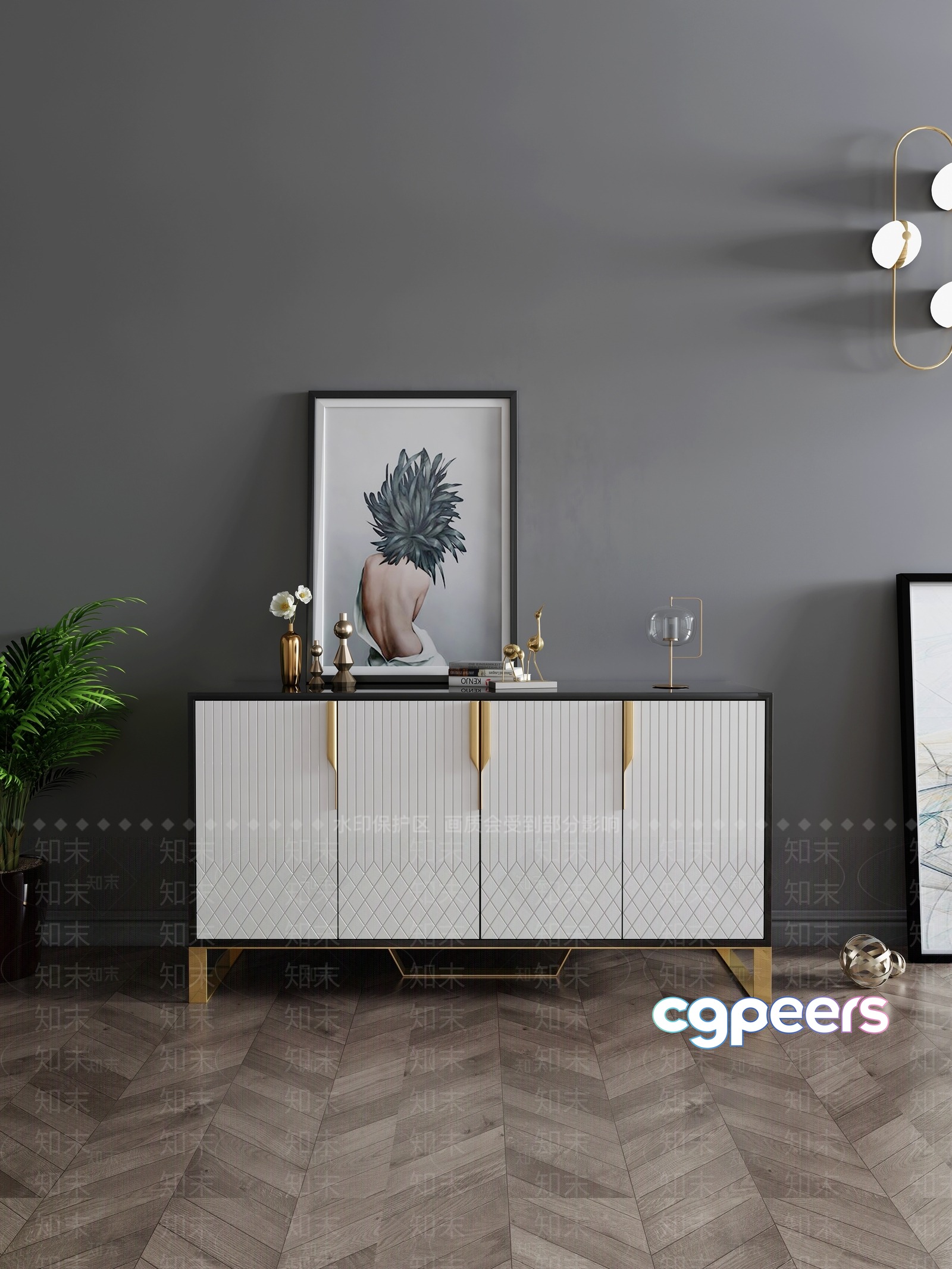 A Modern Sideboard 3D Model - 16221 - VRAY Render A Modern Sideboard 3D Model - 16221 - VRAY Render