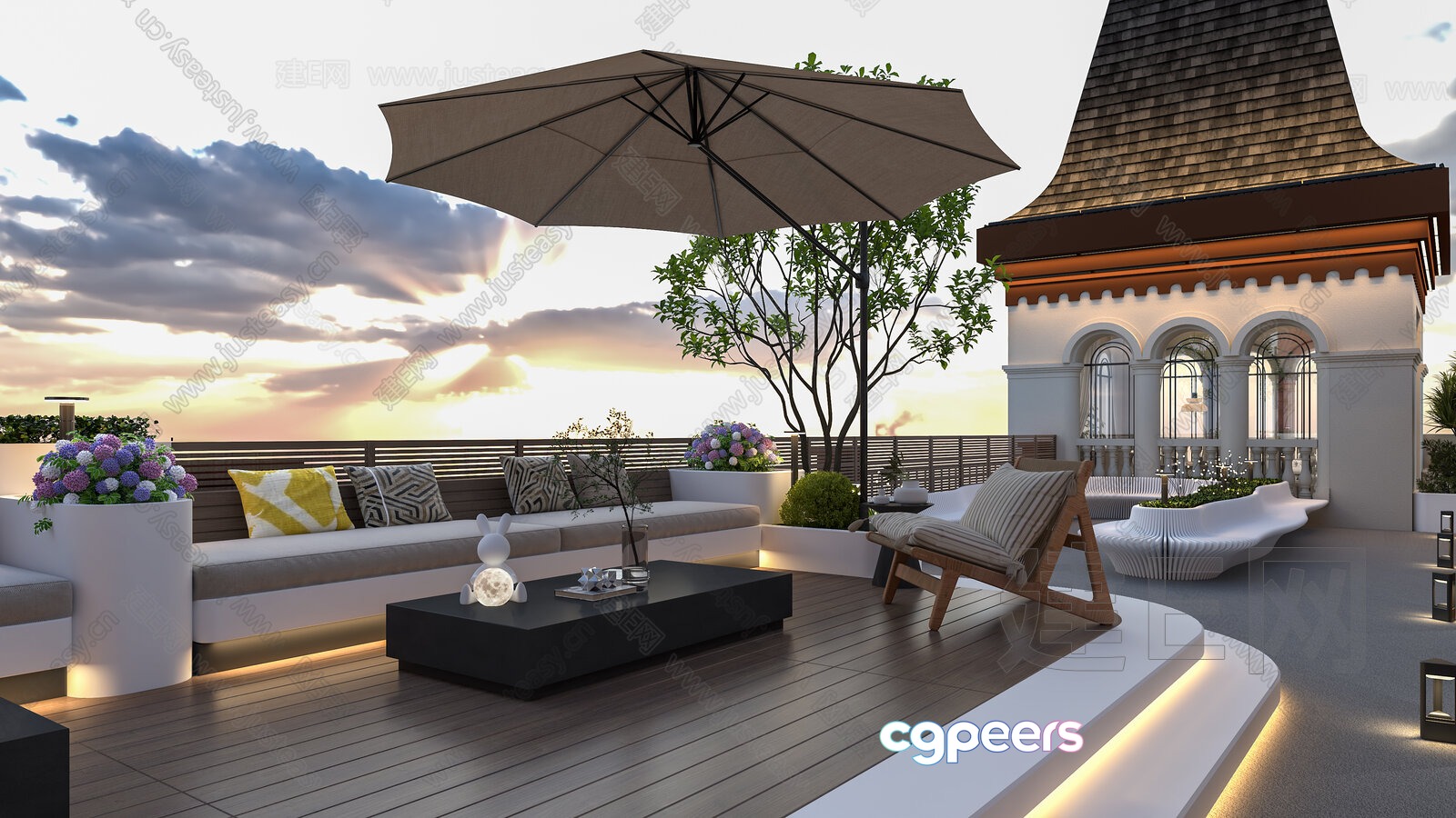 A Rooftop Patio With A Modern Design 3D Model - 11827 - VRAY Render
