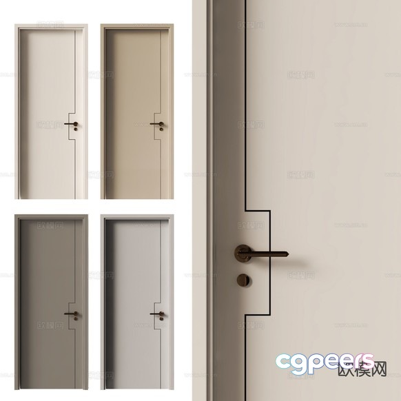 A Beige Door With A Metal Handle 3D Model - 17628 - VRAY Render A Beige Door With A Metal Handle 3D Model - 17628 - VRAY Render