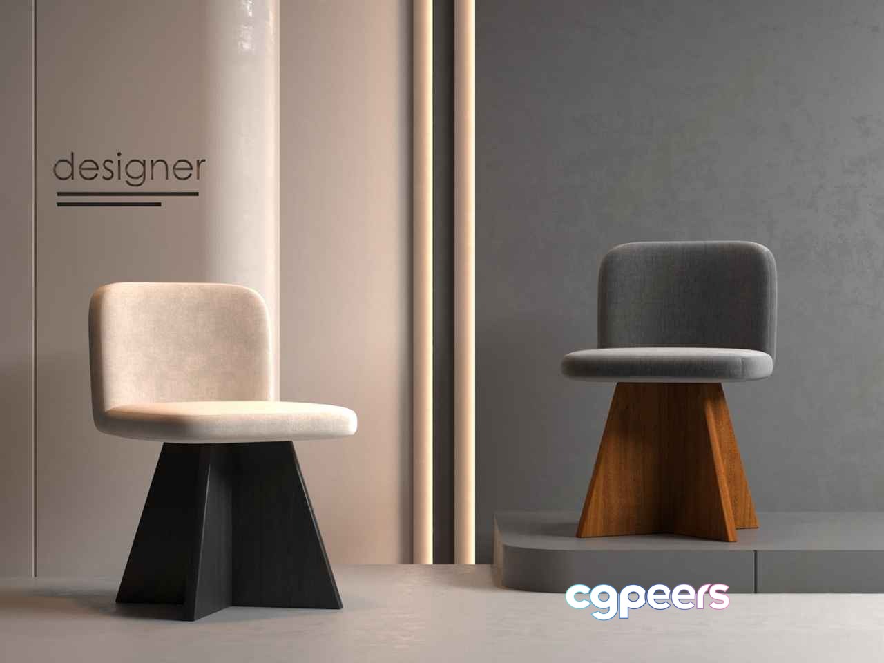 Two Modern Chairs 3D Model - 9063 - VRAY Render Two Modern Chairs 3D Model - 9063 - VRAY Render
