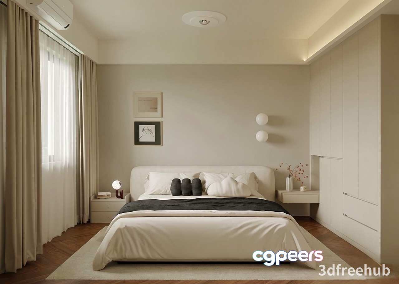 Cozy Modern Bedroom 3D Model - 16115 - VRAY Render