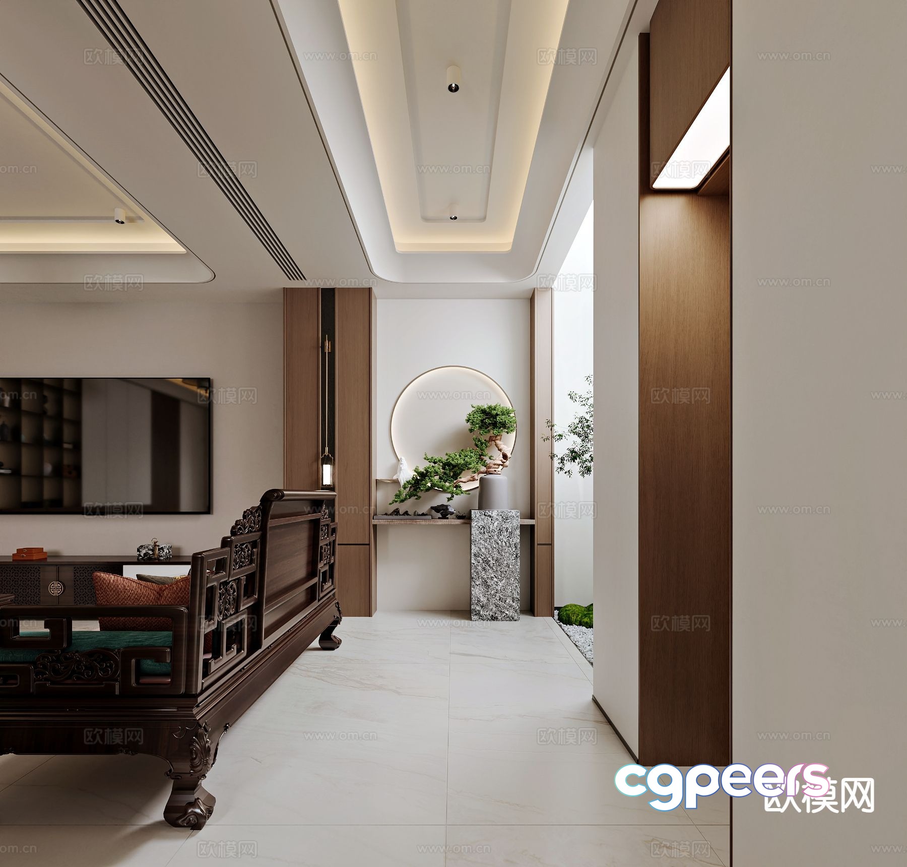 Modern Asian-Inspired Interior Design 3D Model - 20740 - VRAY Render
