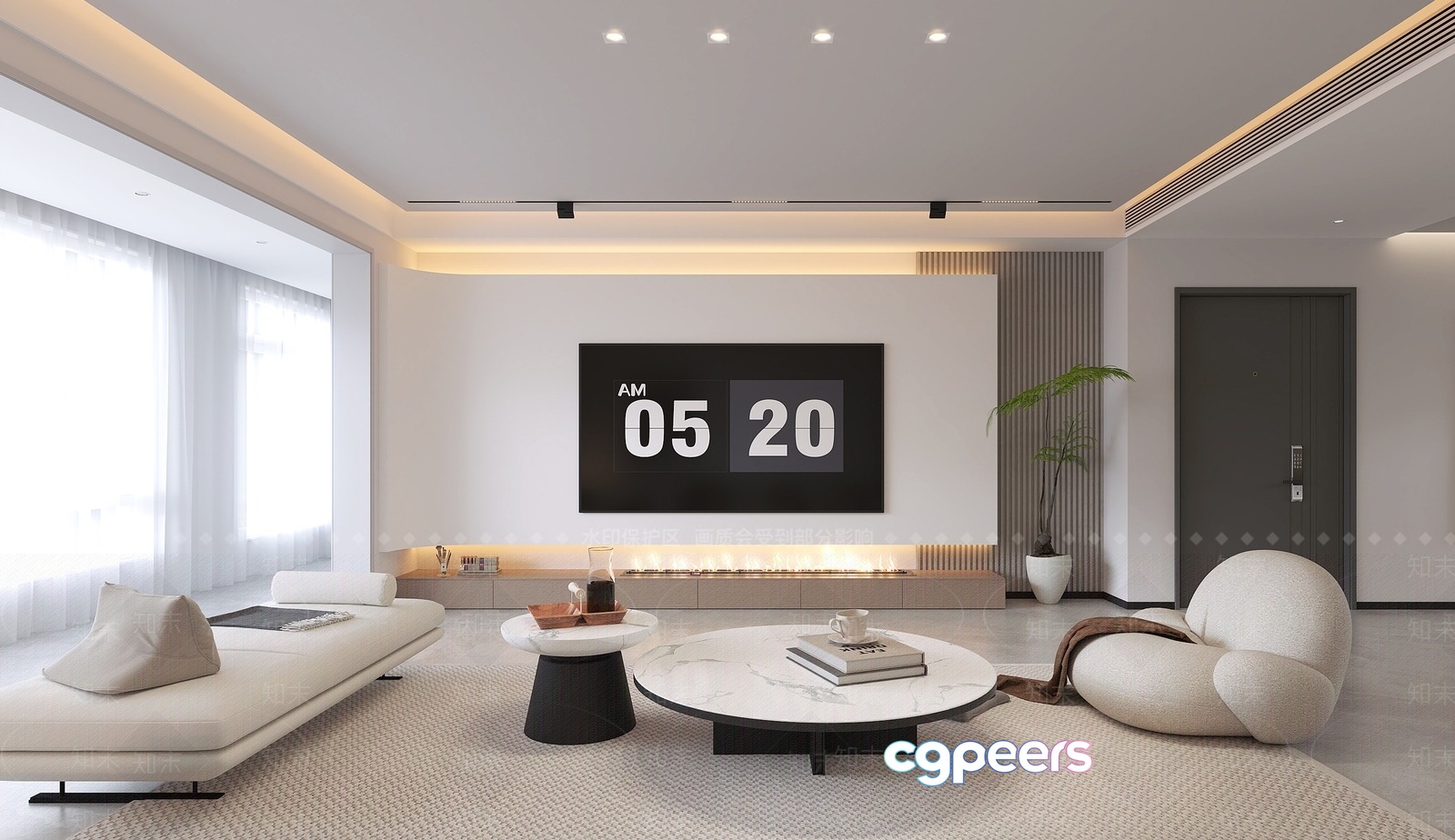 Modern Living Room 3D Model - 8855 - VRAY Render
