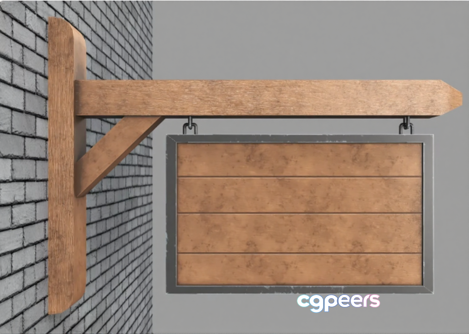 A Wooden Sign 3D Model - 8051 - VRAY Render