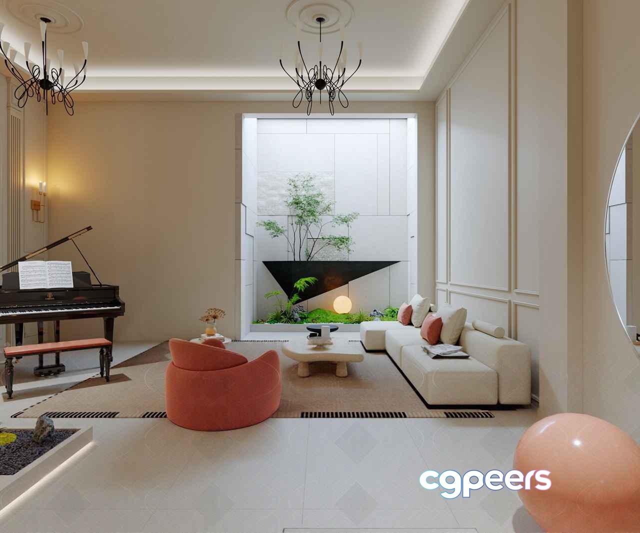 Modern Living Room 3D Model - 10601 - VRAY Render