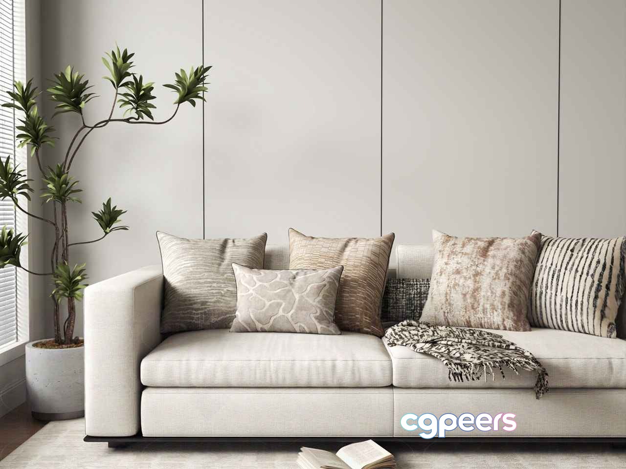 Modern White Sofa 3D Model - 20058 - VRAY Render