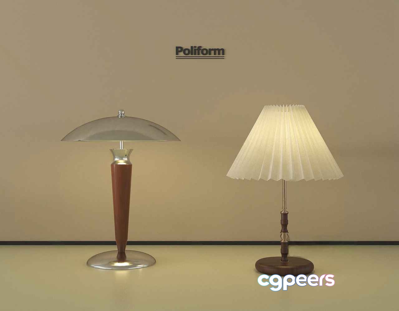 Mid-Century Modern Table Lamps 3D Model - 521 - VRAY Render