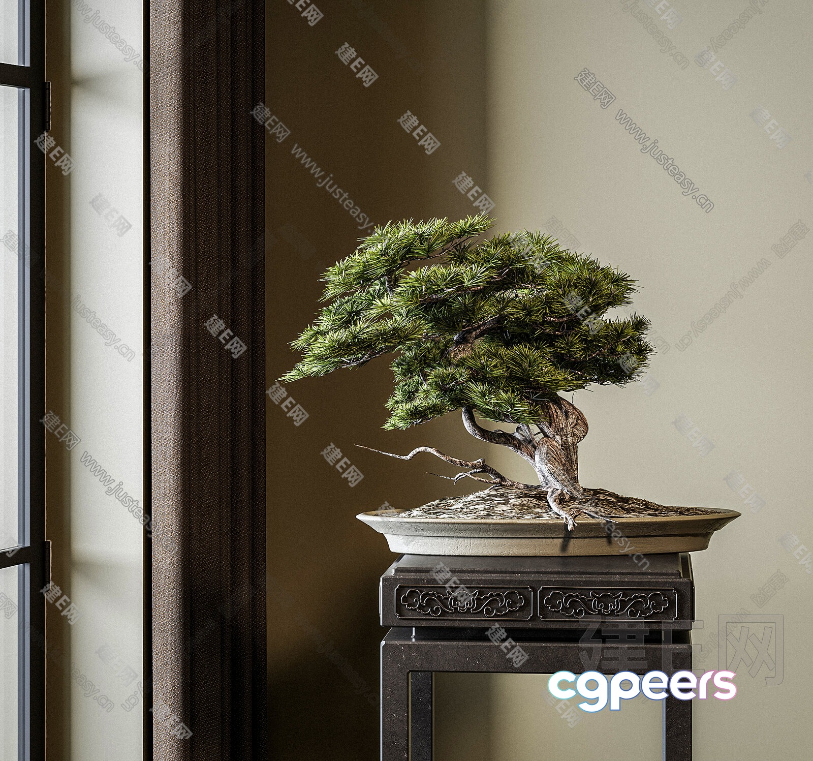 A Bonsai Tree On A Table 3D Model - 16331 - VRAY Render