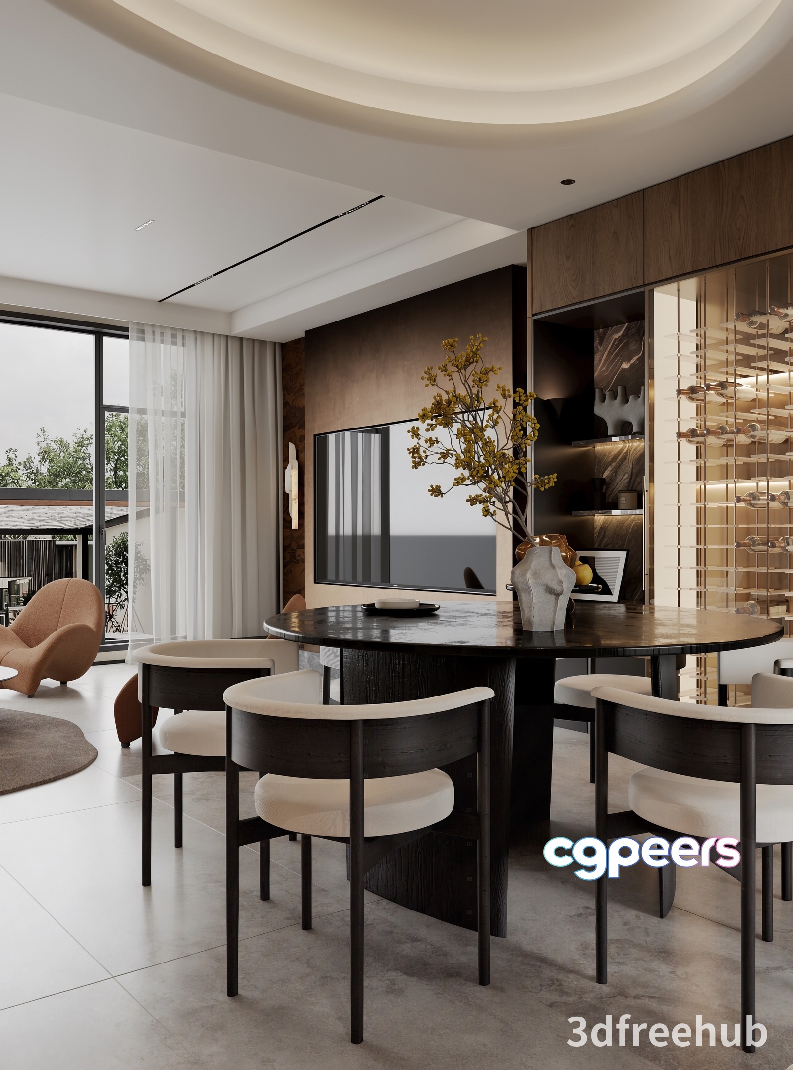 Modern Dining Room 3D Model - 18957 - VRAY Render
