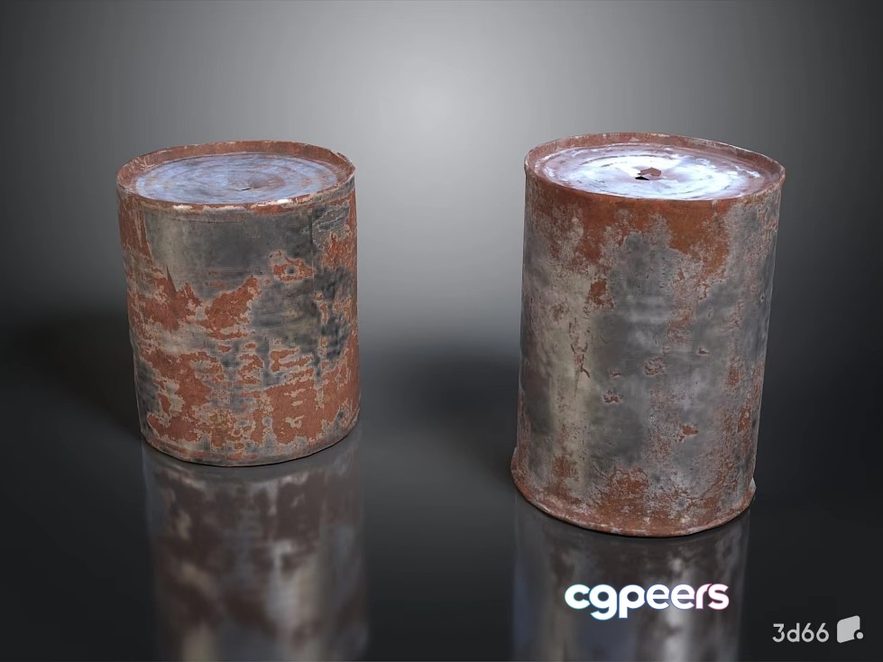 Rusty Metal Canisters 3D Model - 20320 - VRAY Render
