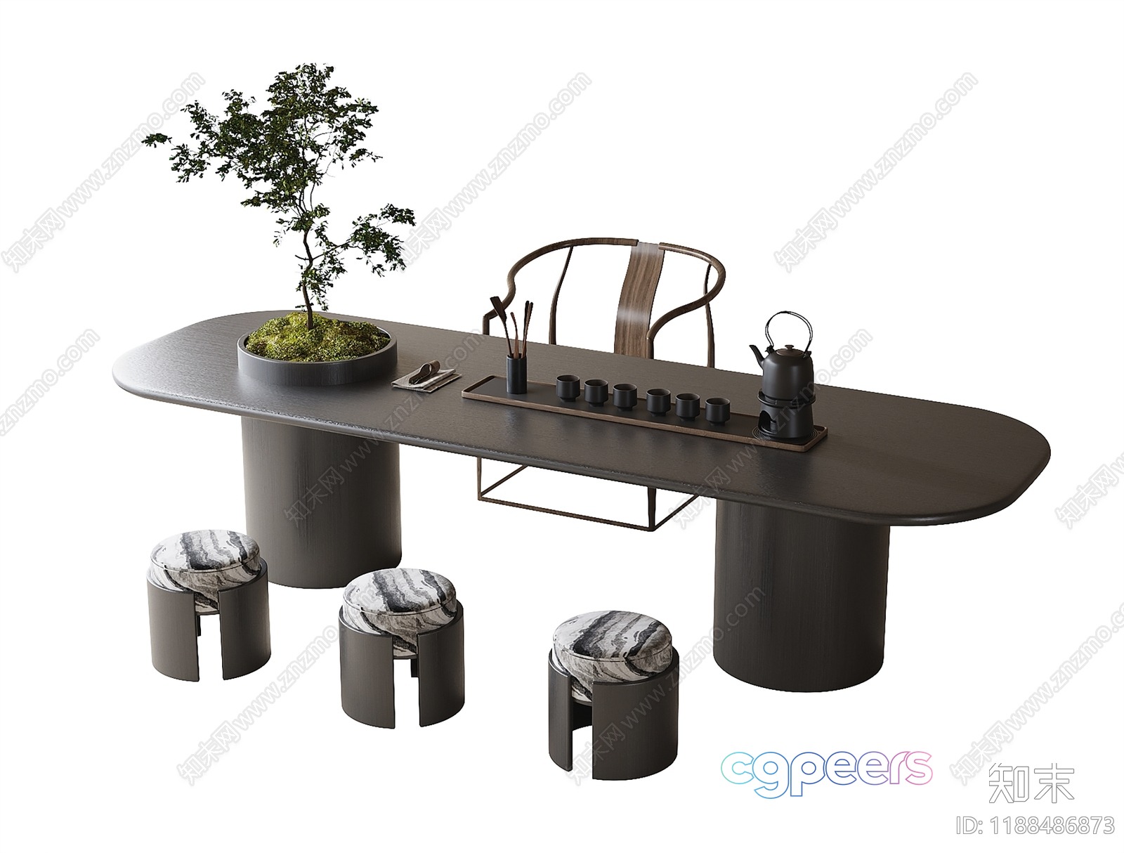 A Table With A Plant On It 3D Model - 1230 - VRAY Render A Table With A Plant On It 3D Model - 1230 - VRAY Render
