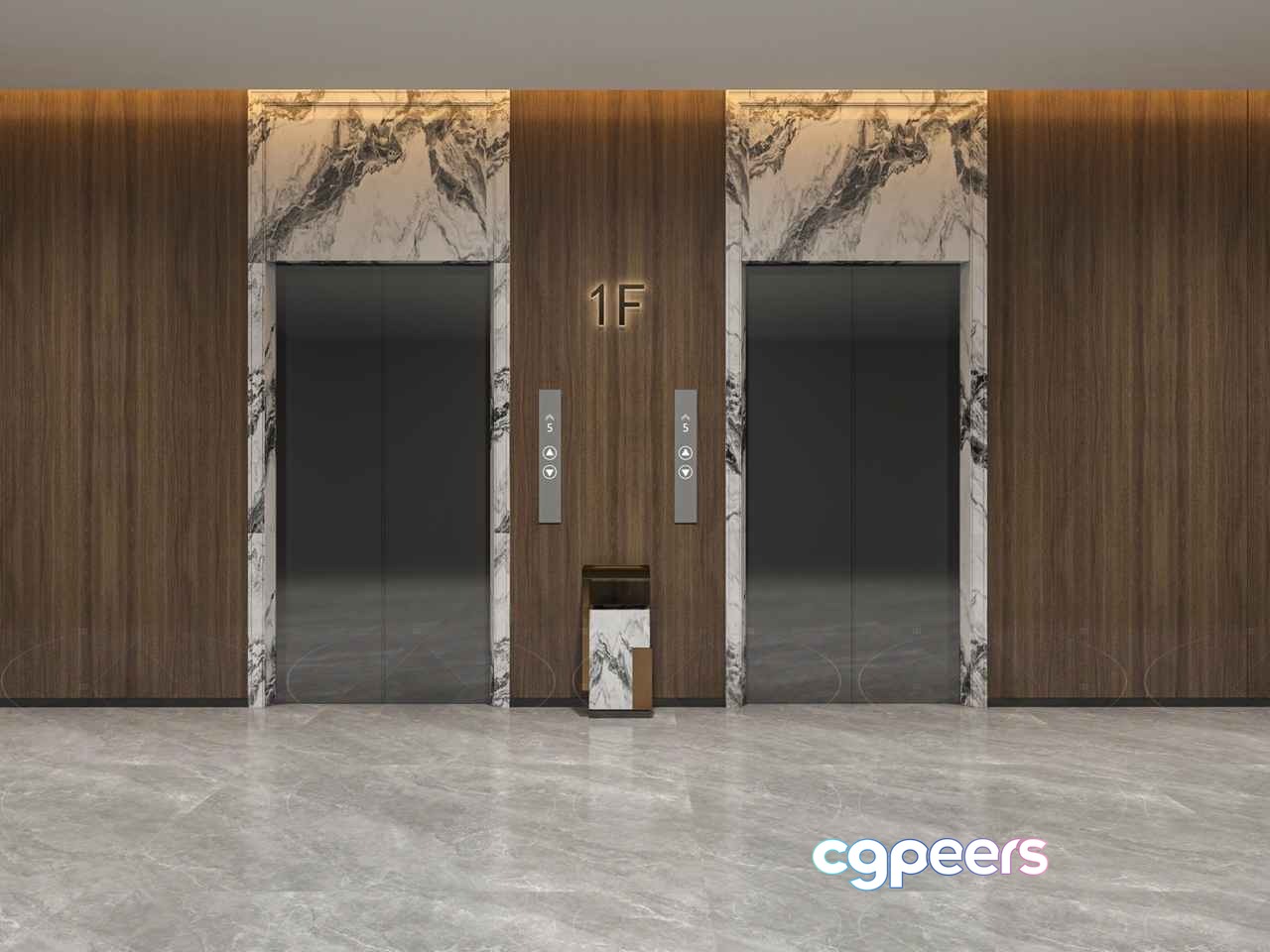Modern Elevator Doors 3D Model - 9093 - VRAY Render