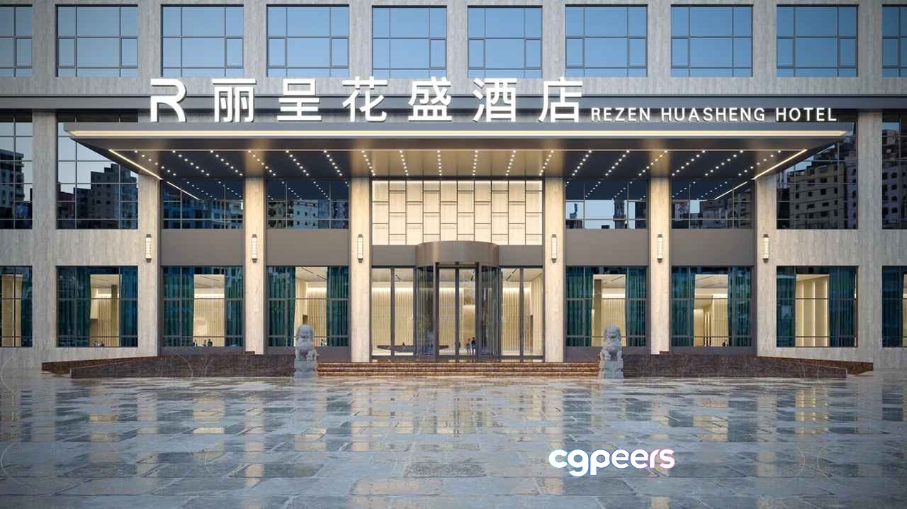 The Main Subject Is A Large Building And One Key Characteristic Is Its Modern 3D Model - 5545 - CORONA Render