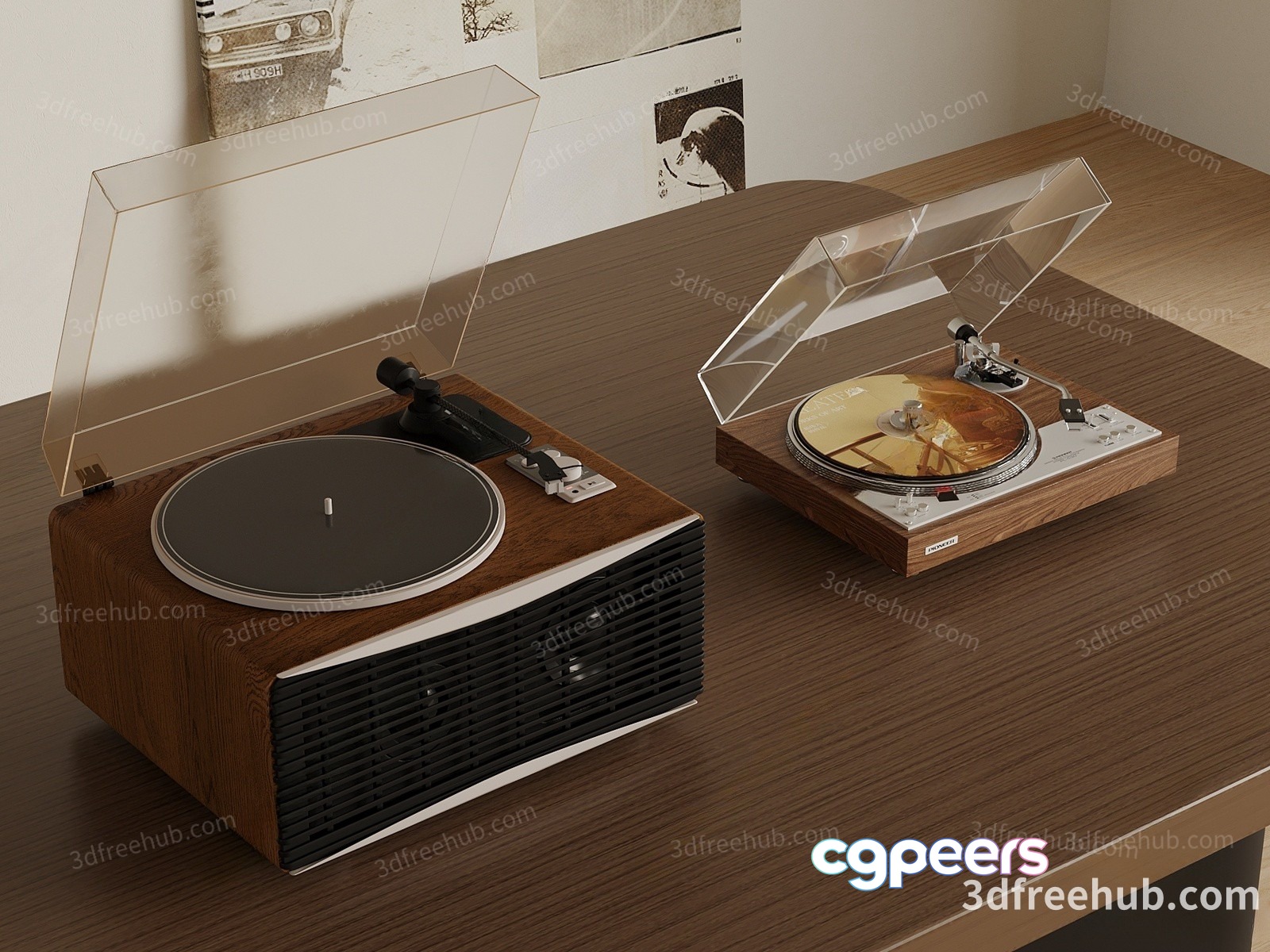 A Wooden Record Player 3D Model - 22584 - VRAY Render