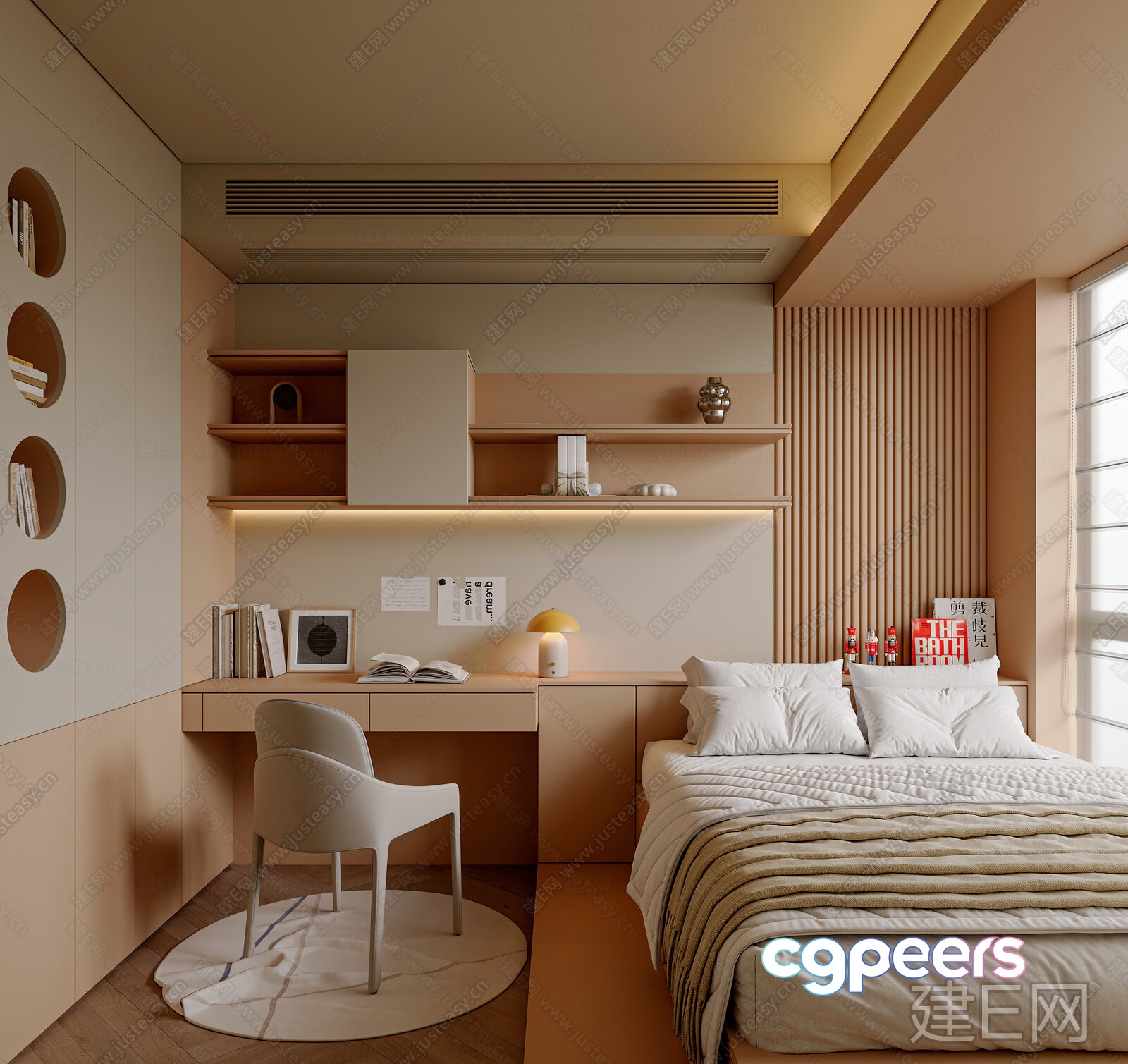 Modern Minimalist Bedroom 3D Model - 9737 - VRAY Render Modern Minimalist Bedroom 3D Model - 9737 - VRAY Render