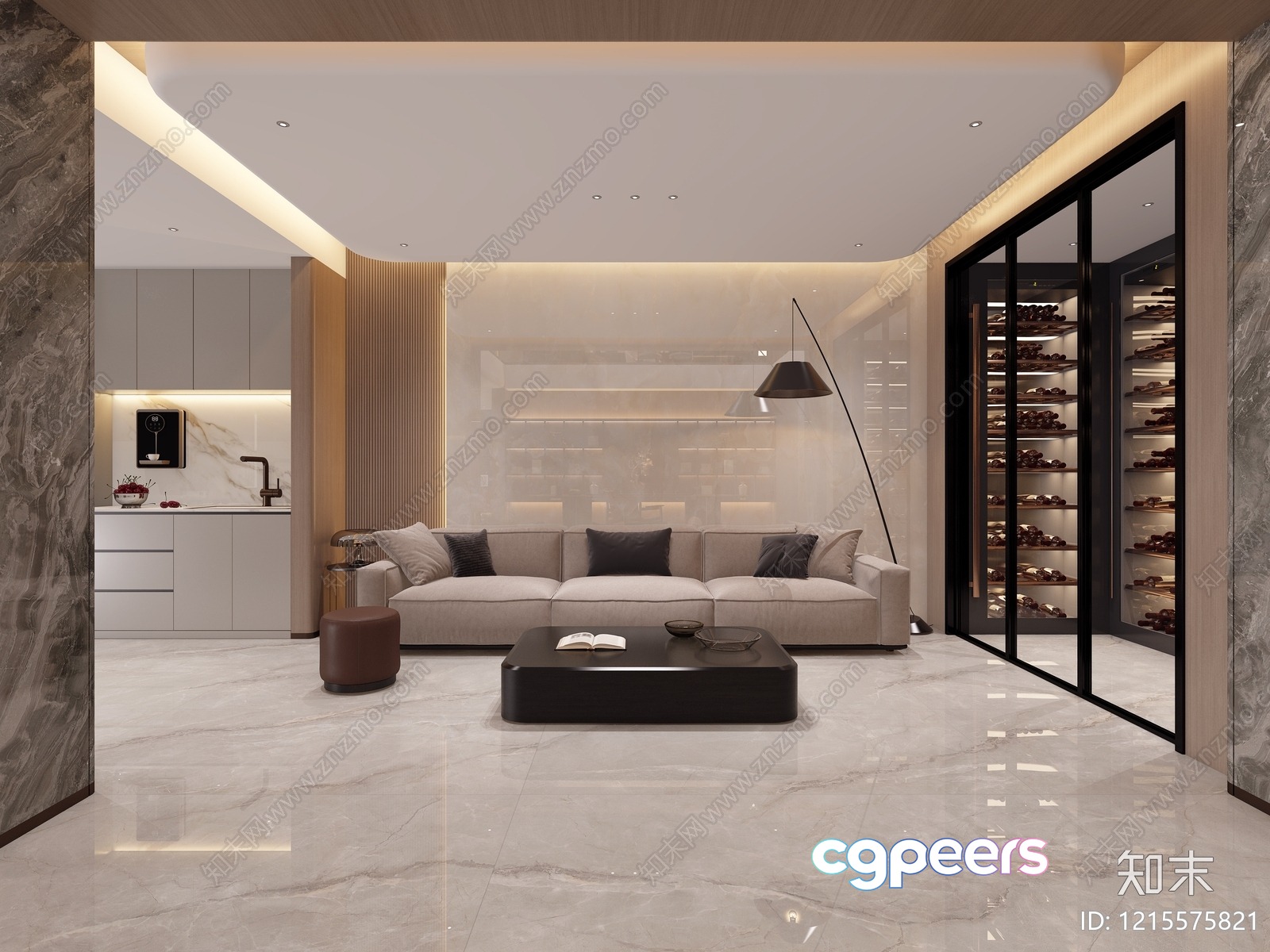 Modern Living Room 3D Model - 14158 - VRAY Render
