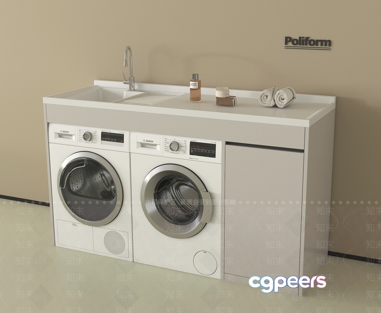 A Modern Laundry Room 3D Model - 6143 - VRAY Render