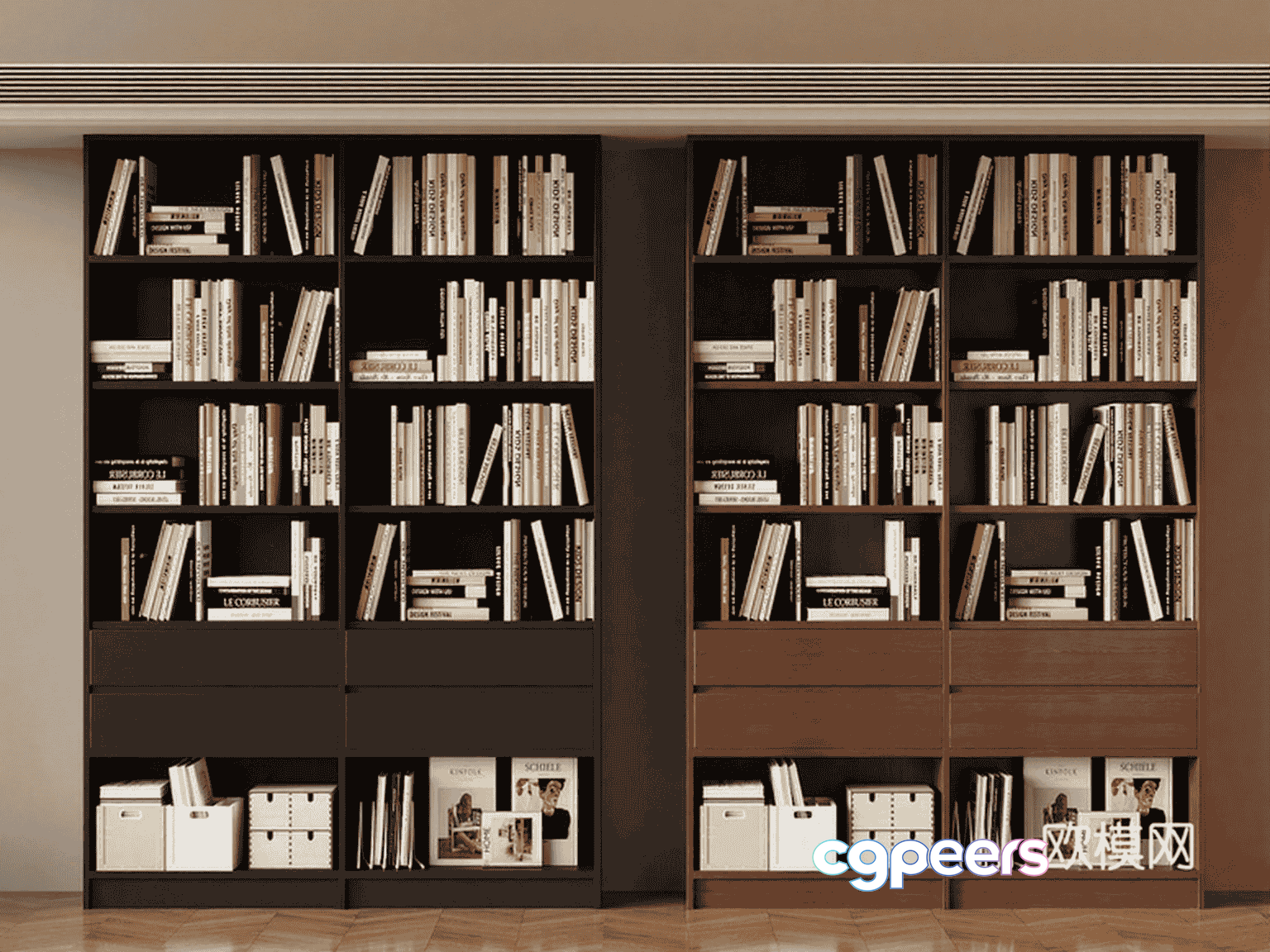 Modern Bookshelf 3D Model - 11770 - VRAY Render
