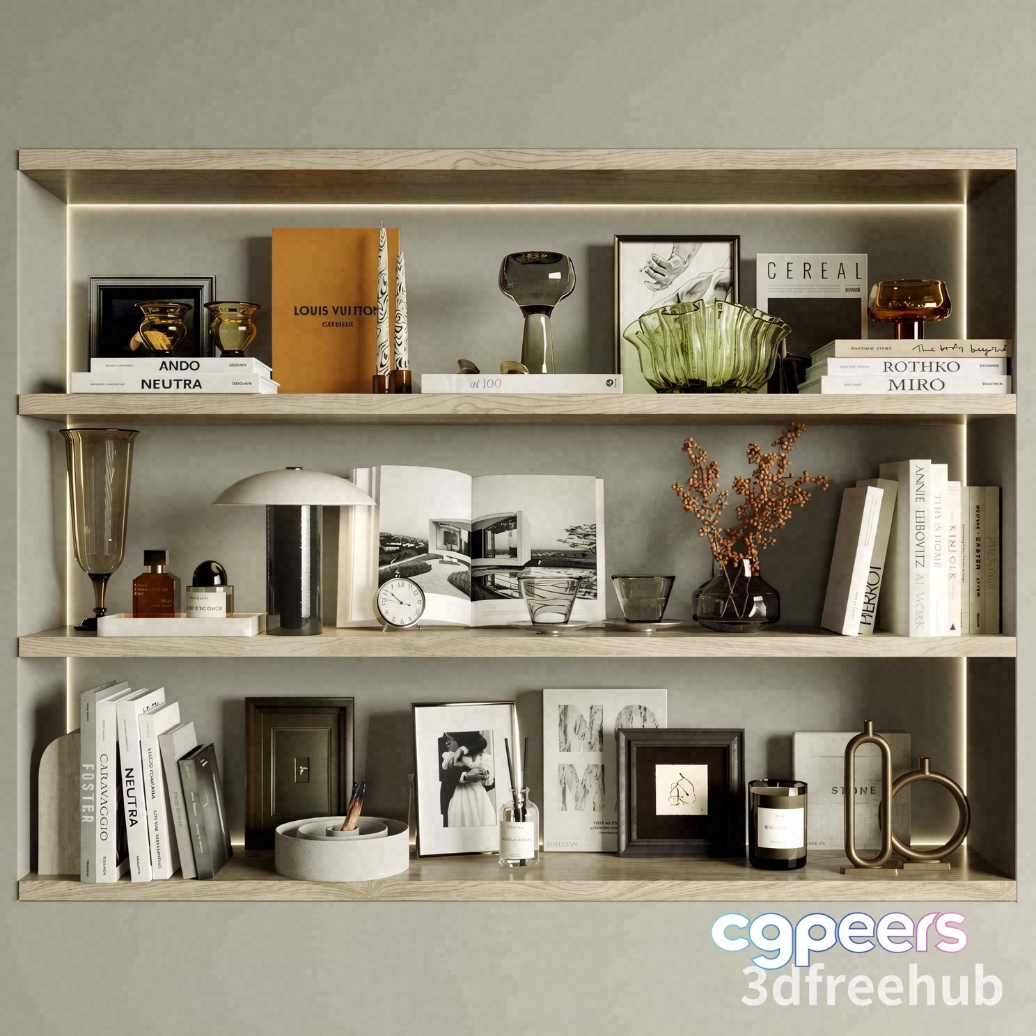 Light Wood Shelves 3D Model - 22950 - VRAY Render