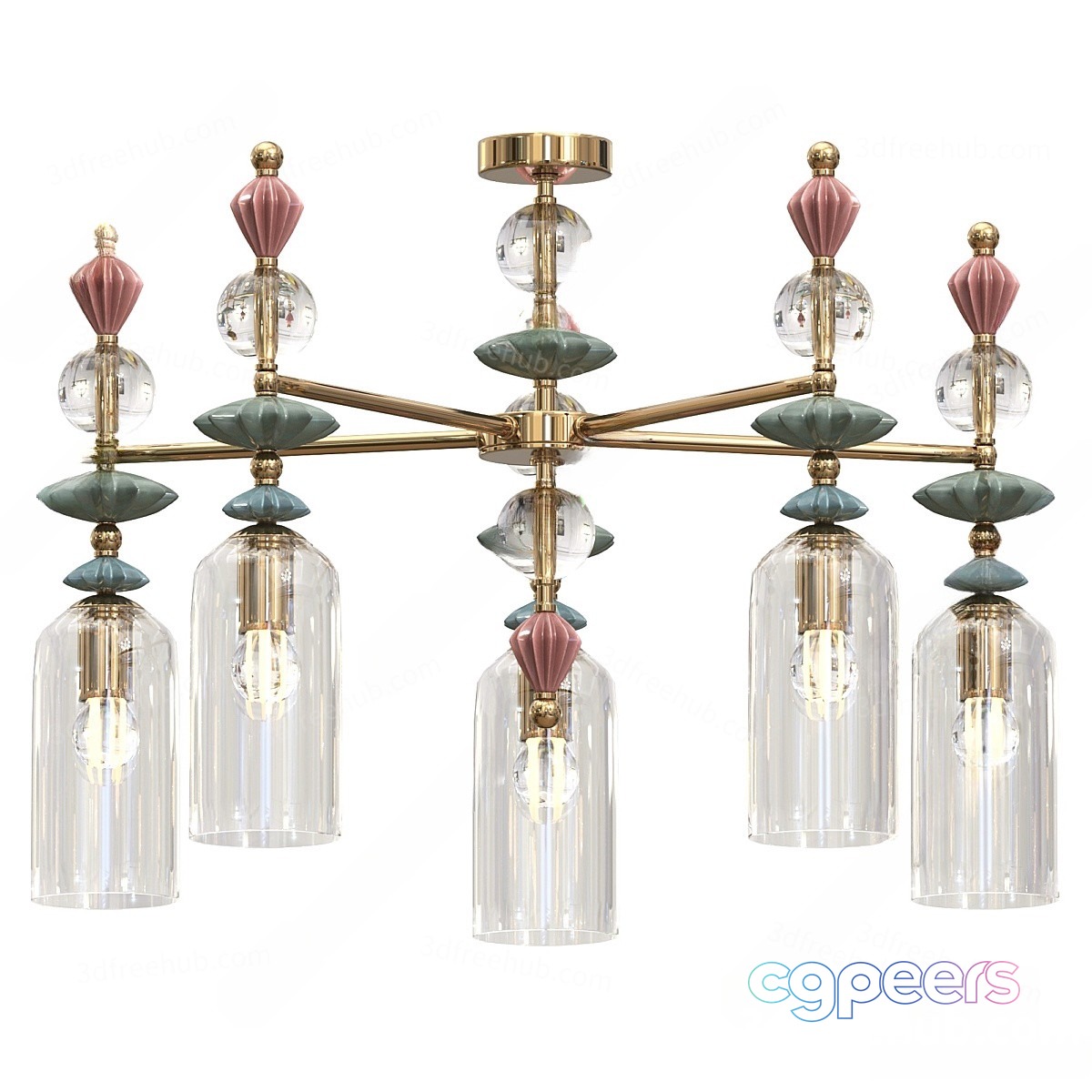 Gold Light Fixture 3D Model - 18540 - VRAY Render