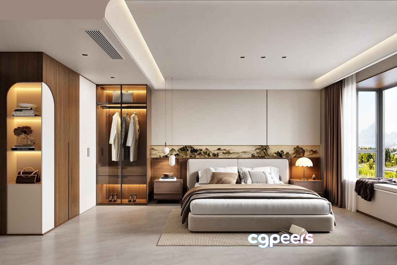 Modern Minimalist Bedroom 3D Model - 11747 - VRAY Render Modern Minimalist Bedroom 3D Model - 11747 - VRAY Render